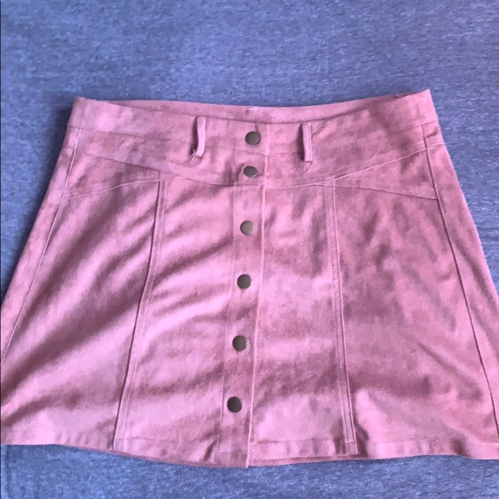 Pink suede skirt!